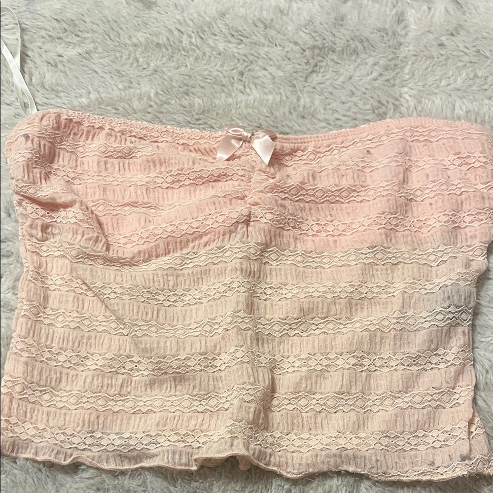 SHEIN Pink Lace Crop Top